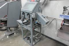 Trinco Model 20/88-ST Sand Blast Cabinet with Power Parts Rotation Fixture, Gloves, Mounted Blast Gun, Foot Trip