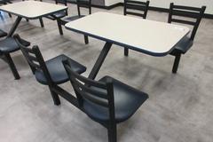 4  Lunchroom Stations - Each With Formica Top Table and Swiveling Upholstered Seat Chairs