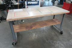Maple Top Work Bench with Plastic Protector - Portable on Casters