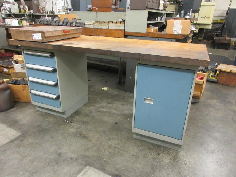 Rousseau Maple Top Workbench with Steel Cabinet Base