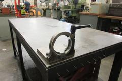 Heavy Duty Steel Table for Molds and More with Lower Shelf and 50 Taper Tool Vise