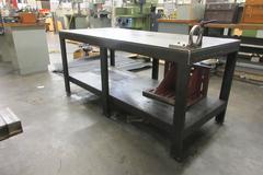 Heavy Duty Steel Table for Molds and More with Lower Shelf and 50 Taper Tool Vise