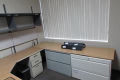 U-Shaped Desk with Lateral File Cabinets and Storage Cabinets