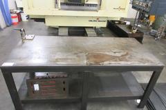 Heavy Duty Steel Table for Molds and More with Lower Shelf and 50 Taper Tool Vise