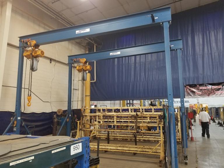 (1) Gorbel 6,000lb Capacity Gantry Crane with Harrington Electric Chain Hoist