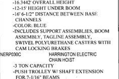 (1) Gorbel 6,000lb Capacity Gantry Crane with Harrington Electric Chain Hoist