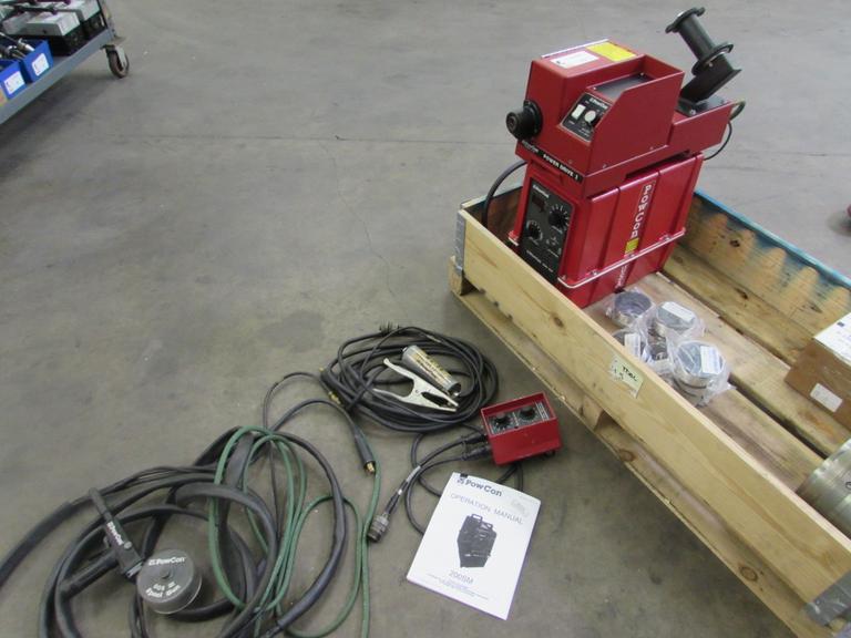 PowCon 200SM Welding Power Source with Wire Feeder, Spool Gun, Ground Clamp, Wire and More. 220V Single Phase