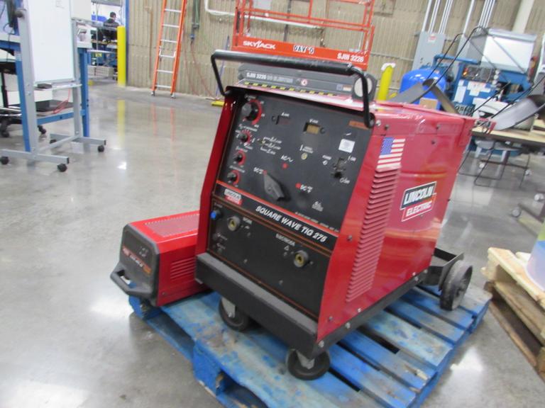 Lincoln Square Wave TIG 275 Welder with Torch, Cables, Chiller and Cart - SINGLE PHASE