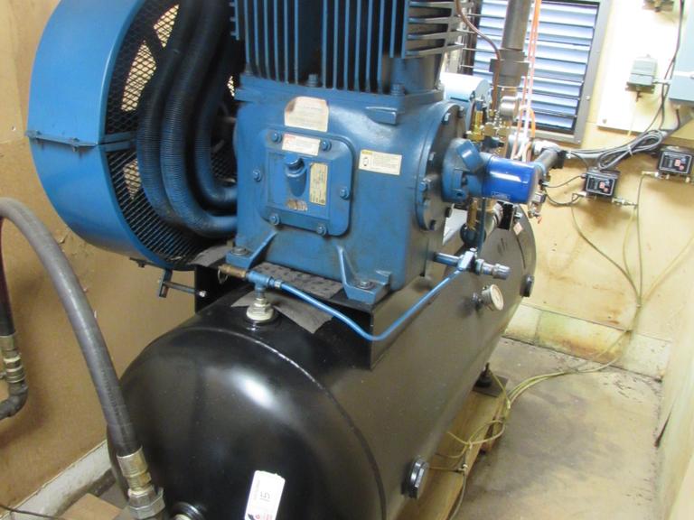 Quincy  Model 390 Piston Type Air Compressor with 120-Gallon Horizontal Receiver Tank