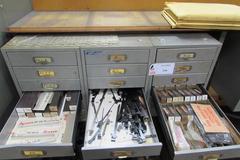 (3) 6-Drawer Organizers with Contents of Hone Unit Components: Shoes, Wedges, Mandrels, and More