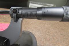 Mitutoyo No. 114-202 V-Anvil Micrometer with Ratchet Thimble, Wooden Case and Stand.  .093" to 1" Measuring Range, .0001" Resolution