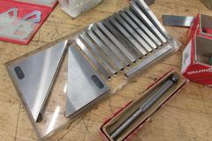 Assorted Toolmaker's Items: Radius Gages, Toe Clamps, V-Blocks, Angle Blocks, Edge Finders and More