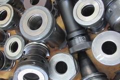 Approx (128) TG100 Collet Style Cat 40 Tool Holders with Wooden Rack