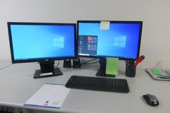 Hewlett Packard HP Z400 Computer Workstation w (2) HP Flat Screen Monitors, Mouse, Keyboard, Unlocked w Microsoft Windows 10, Logitech Speaker System