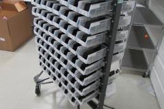 Rolling Fastener Rack with Large Quantity of Stainless Steel Fasteners from 1-72 to 5/16-24 and M2 to M10