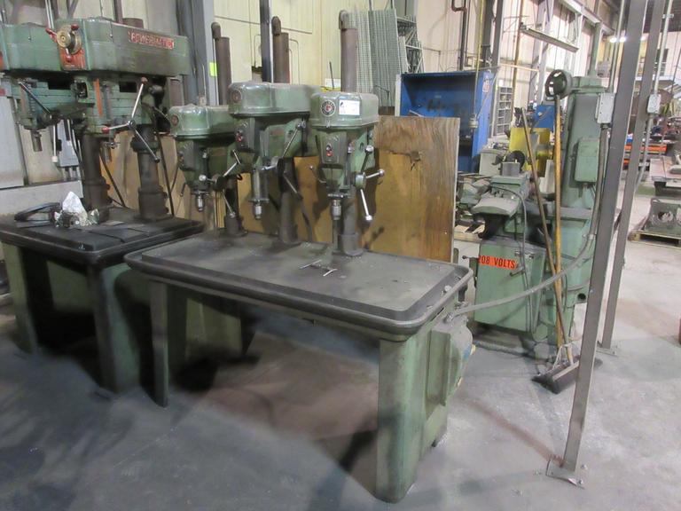 Rockwell Delta 15" 3-Spindle Gang Drill Press w 54" x 23" Cast Table w Oil Gutters