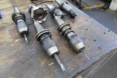 CAT 40 Tool Holders, Including (3) Keyless Drill Chucks, (3) Shell Mill Holders