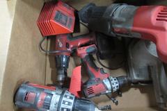 Power Tools Including (2) Dynabrade Pneumatic Drills, Milwaukee Cordless & Corded Tools and More