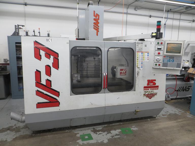 Haas VF-3 CNC Vertical Machining Center, 8" Haas Rotary Table, 20-Station Tool Changer, Programmable Coolant, Chip Auger