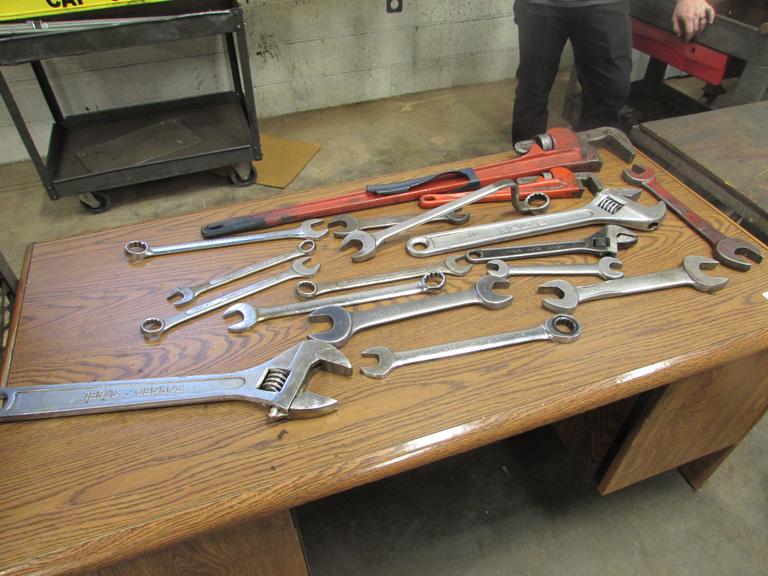 Large Wrenches Including 48" Pipe Wrench