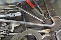 Assorted Hand Tools, Wrenches, Ratchets, Clamps, 60" Tanker Bar & More