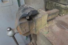 Metal Bench with 5" Bench Vise and Misc Interior Contents (Ovens NOT Included)