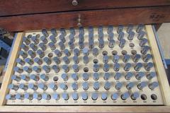 Meyer 4-Drawer Gage Pin Cabinet with Plus Gage Pins: C-10, M-2, M-3, M-4.  .011" to .750" Missing Various Pins