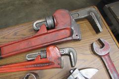 Large Wrenches Including 48" Pipe Wrench