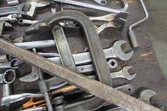 Assorted Hand Tools, Wrenches, Ratchets, Clamps, 60" Tanker Bar & More