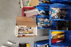 Bin Rack of Assorted Perishable Cutting Tools and Insert Tools (Some New) as Shown