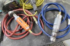 Assortment of Tools: Pneumatic Grinders, Cordless Drill, Level, Abrasives, and More