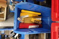 Bin Rack of Assorted Perishable Cutting Tools and Insert Tools (Some New) as Shown