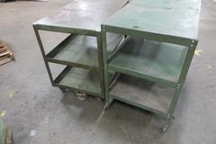 (1) 36" x 24" x 33" 2-Shelf Rolling Cart, (1) 36" x 24" x 36" 2-Shelf Rolling Cart