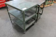 (1) 36" x 24" x 33" 2-Shelf Rolling Cart, (1) 36" x 24" x 36" 2-Shelf Rolling Cart