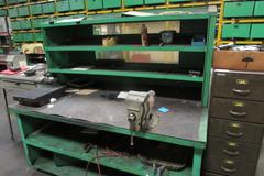 Double Sided Metal Work Bench With 2 5" Bench Vises & Granite Surface Plate