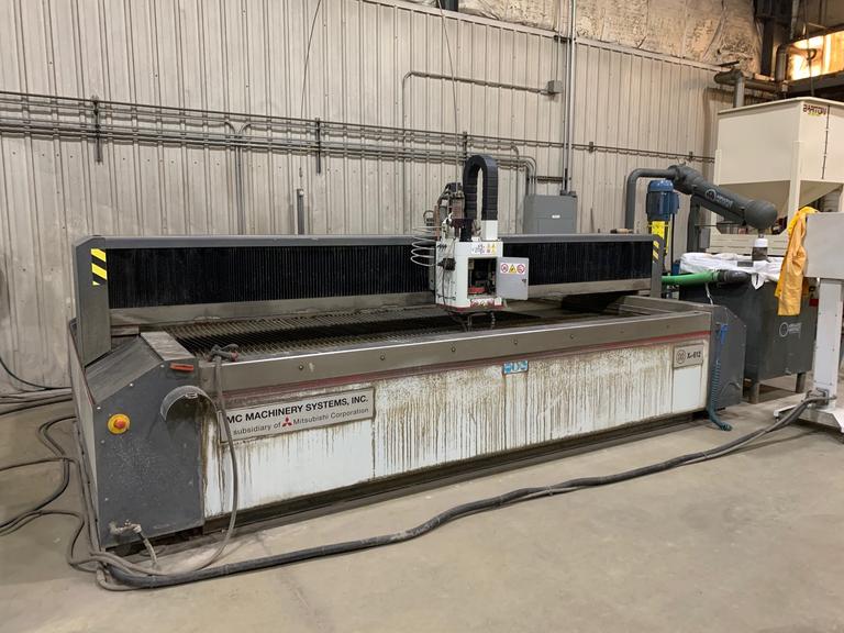 Mitsubishi MWX4-612 CNC Waterjet Cutting Machine with 6' x 12' Work Envelope, 125HP Intensifier Pump, 90,000 PSI Pressure, Garnet System & Hopper