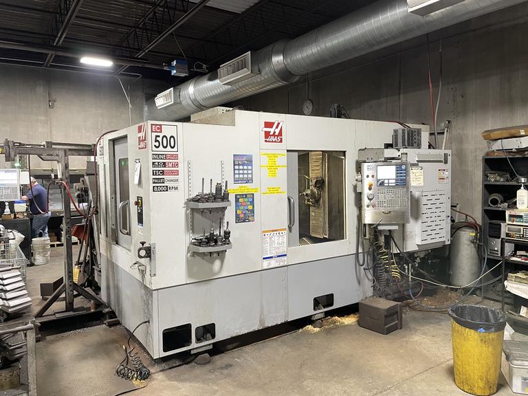 Haas EC-500 4th & 5th Axis CNC Horizontal Machining Center with Pallet Changer, 40 Station ATC, TS Coolant, Haas HRT-310 Rotary Table