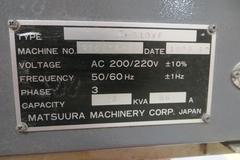 Matsuura MC-510VF CNC Vertical Machining Center, Yasnac i-80 CNC Control, 20-Station Tool Changer, 8000 RPM