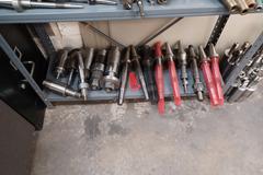 Shelf with Contents, Miscellaneous arbors, Tools, Fasteners, File Cabinets, and Organizers