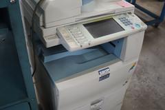 Aticio and Savin Copiers with Triple Monitor Mount with Space Heater and Cabinet