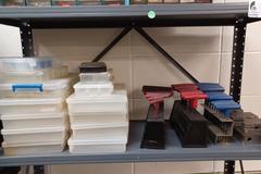 Shelf with Contents, Miscellaneous arbors, Tools, Fasteners, File Cabinets, and Organizers