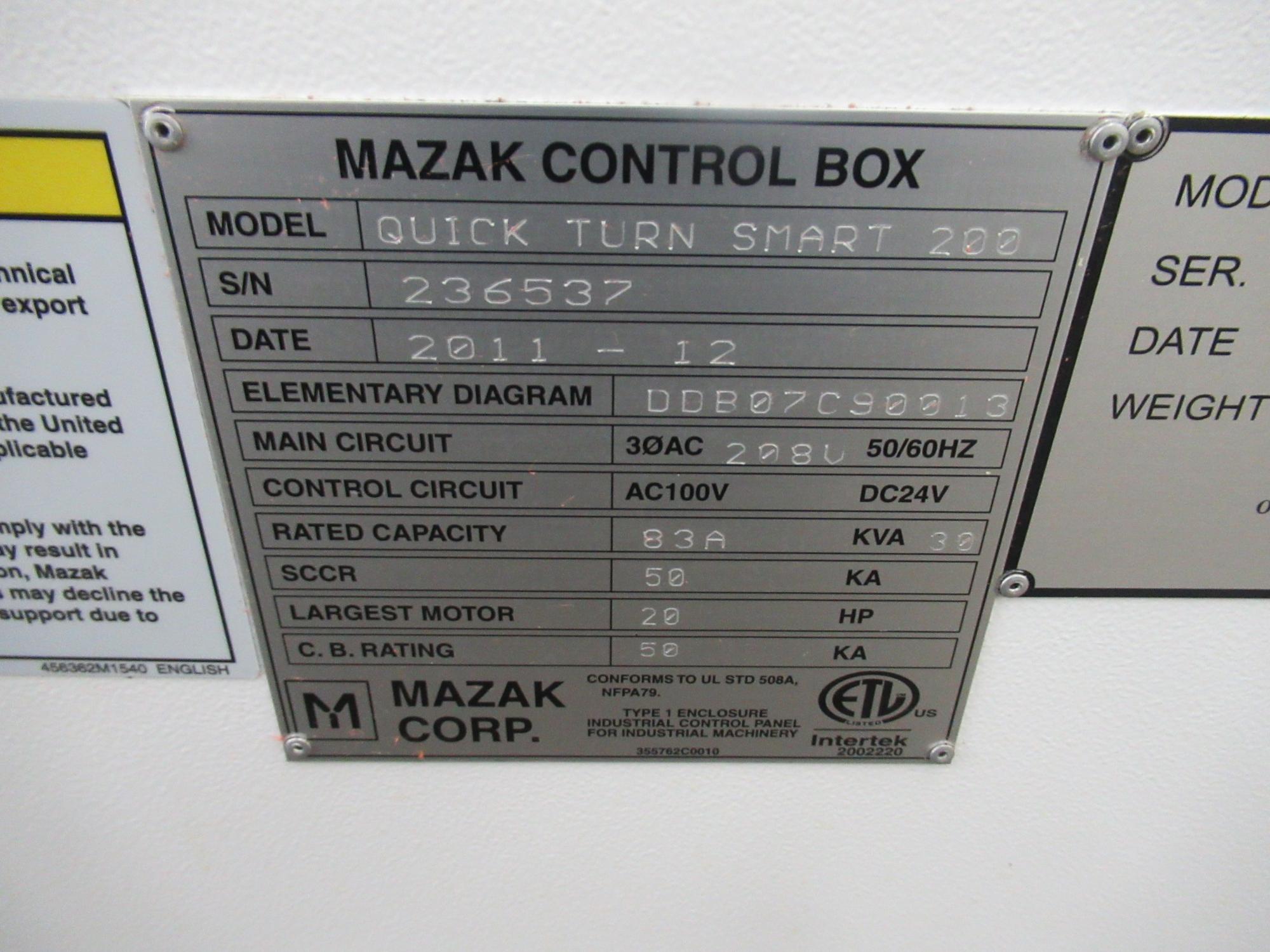 Mazak Quick Turn Smart 200 CNC Turning Center, Mazatrol Smart CNC