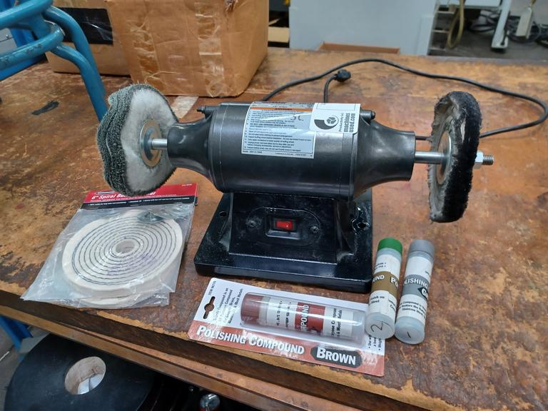 Central Machinery 6" Double End Buffer with Additional New Wheels & Buffing Compound