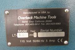 Overbeck LT-1B "Twister" Speed Lathe, Varable Speed, 5C Collet Closer