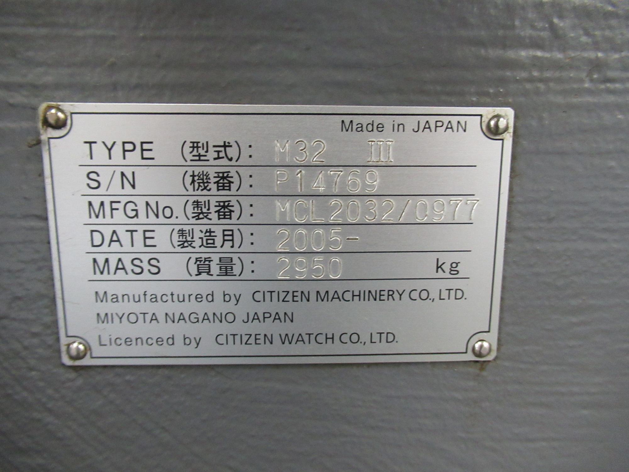 Citizen M32 CNC Swiss Screw Machine, 32mm Capacity, Live Milling