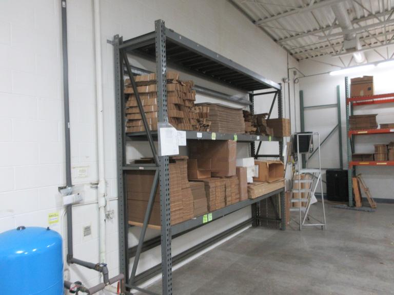 Section of Pallet Racking withn (2) 120" x 28" Uprights, (6) 144" Beams, Metal Decking