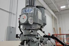 Sharp HMV Vertical Mill with DRO, Power Drawbar, Power Knee Feed and More