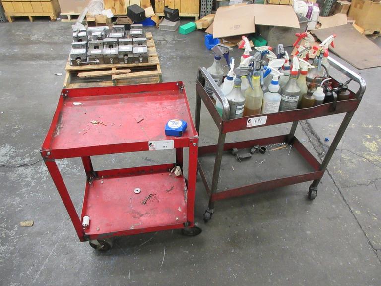 (2) Carts, (1) With Shop Chemicals, (1) Empty