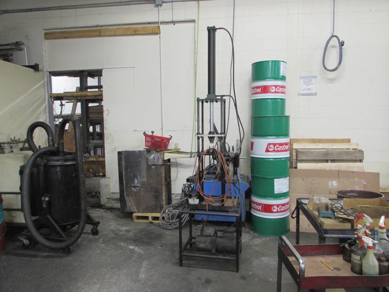 Shop-Built 4 Post Hydraulic Press, Remote Foot Trip, Hand Lever, 115 Volt, Single Phase