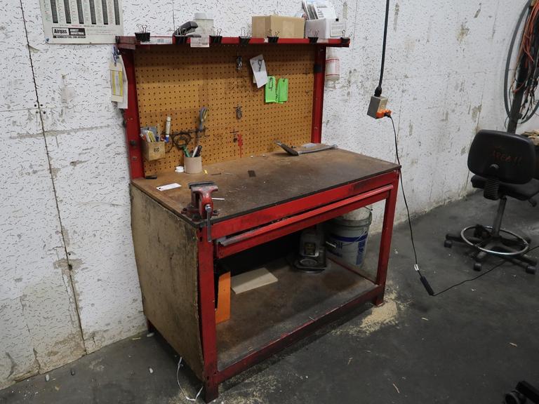 Work Bench with Contents Including 3-1/2" Bench Vise